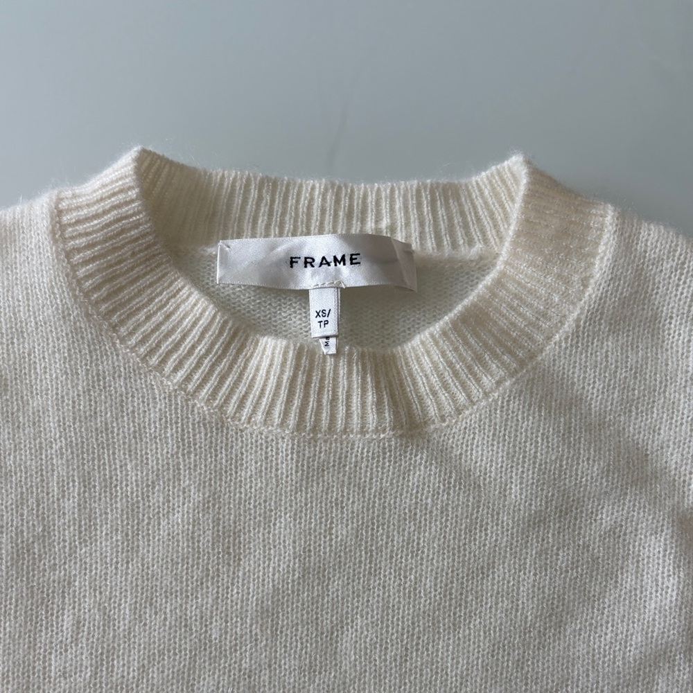 Frame Denim Cream Puff Sleeve Crewneck Sweater - Picture 2 of 7